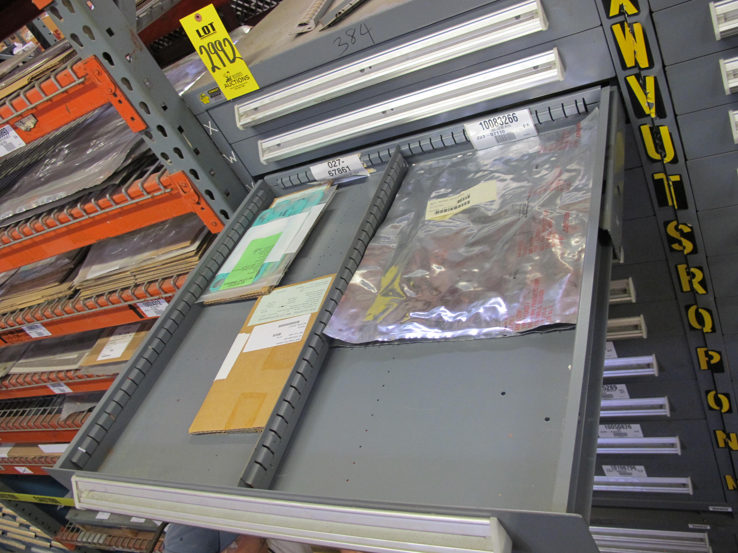 STANLEY VIDMAR HEAVY DUTY 12-DRAWER PARTS CABINET W/ CONTENTS (W-50) LOADING & HANDLING FEE $25-